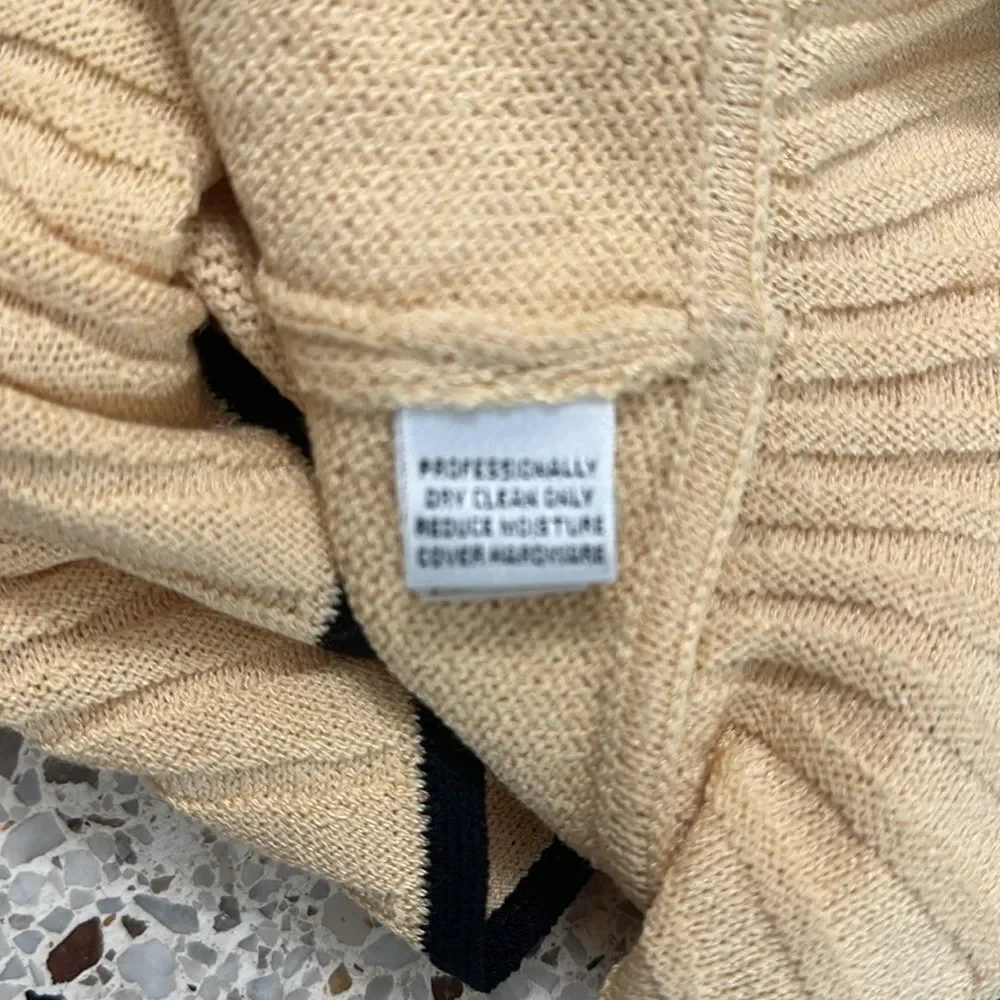 St John yellow black ruffle knit cardigan sweater 6_7